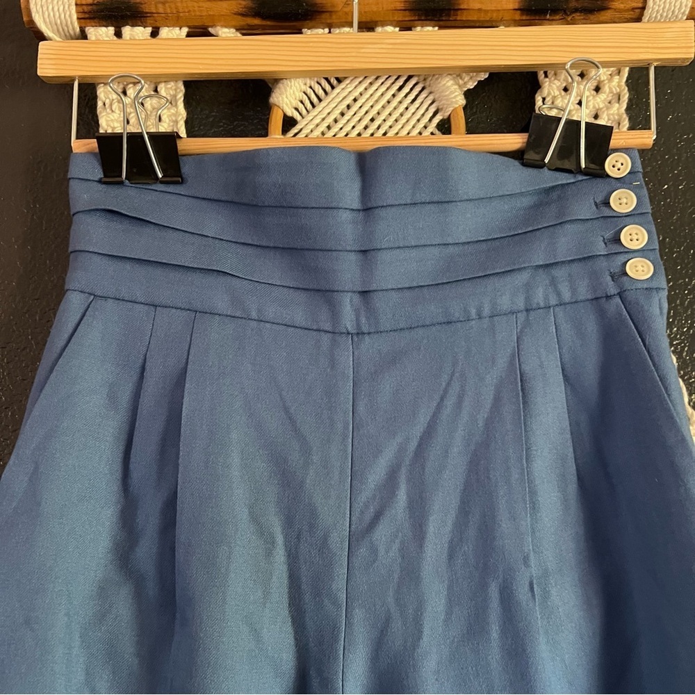 Vintage Wool Tuxedo Waist Women’s Pants Blue Whimsyfairy Runway Cottagecore - Picture 3 of 13